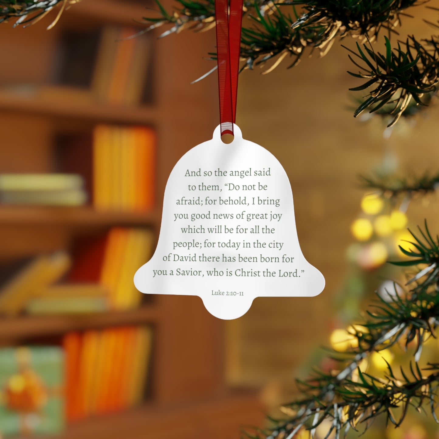 Angels Rejoice (words in dark green) - Christmas Ornament US