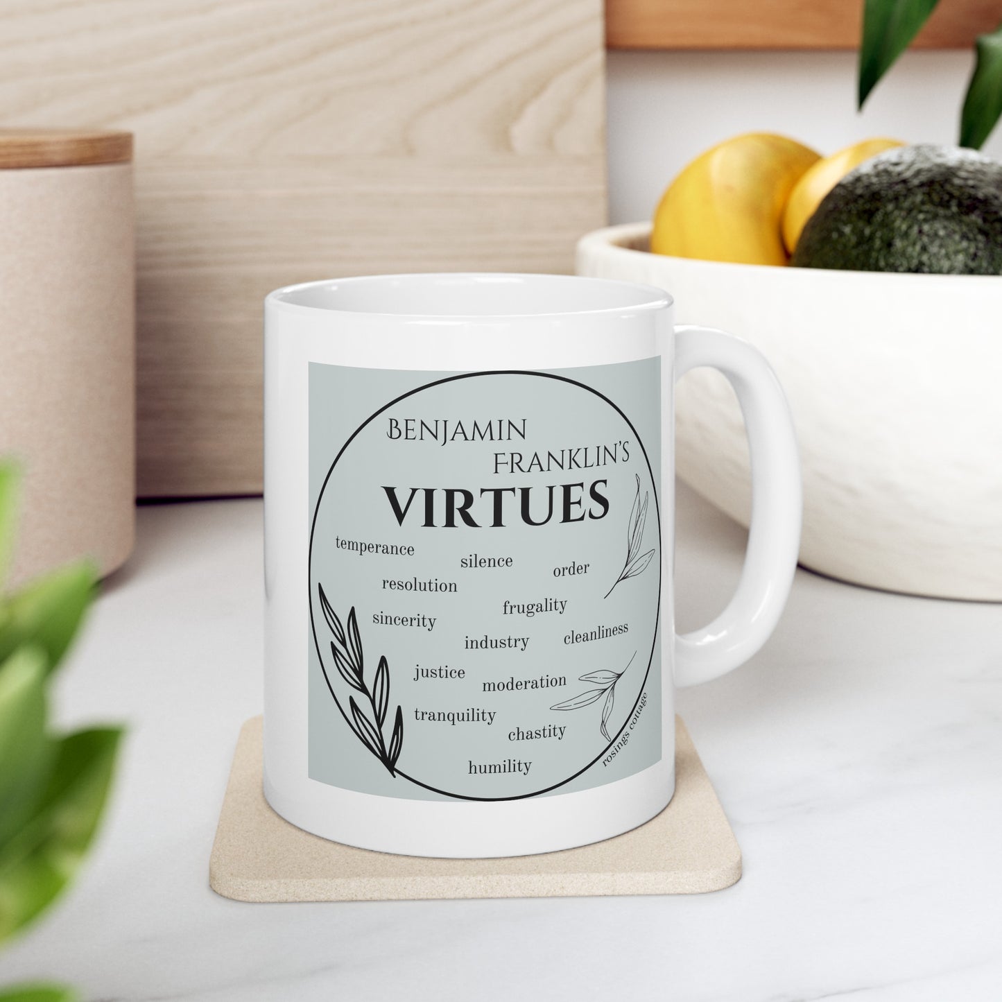 Ben Franklin VIRTUES - Ceramic Mug US